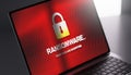 Ransomware on a laptop screen Royalty Free Stock Photo