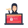 Ransomware malware wannacry risk symbol hacker cyber attack concept computer virus NotPetya infection infographic. Royalty Free Stock Photo