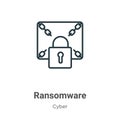 Ransomware outline vector icon. Thin line black ransomware icon, flat vector simple element illustration from editable cyber