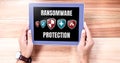 Ransomware protection shields on tablet