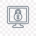 Ransomware vector icon on transparent background, linea