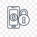 Ransomware vector icon on transparent background, linea