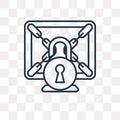 Ransomware vector icon on transparent background, linea