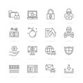 Ransomware vector line icons