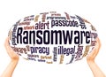 Ransomware word cloud hand sphere concept Royalty Free Stock Photo