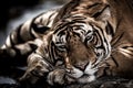 Ranthambore wild male bengal tiger extreme close up Fine art image or portrait at ranthambore national park or tiger reserve
