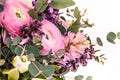 Ranunkulyus bouquet of red flowers on a white background