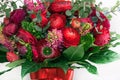 Ranunkulyus bouquet of red flowers on a white background