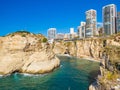 Raouche, Pigeons` Rock. In Beirut, Lebanon