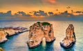Raouche or Pigeons Rocks in Beirut, Lebanon Royalty Free Stock Photo