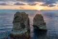 Raouche or pigeons rocks sea panorama in a sunset time, Beirut, Lebanon Royalty Free Stock Photo