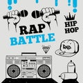 Rap battle, hip-hop, breakdance music design elements Royalty Free Stock Photo
