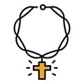 Rap chain cross icon color outline vector
