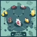 Rap color isometric concept icons