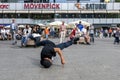 A rap dancer performing in a park. Royalty Free Stock Photo