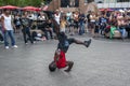 A rap dancer performing in a park. Royalty Free Stock Photo