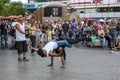 Rap dancers performing in a park. Royalty Free Stock Photo