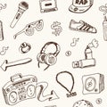 RAP hand drawn doodle seamless pattern. Sketches. Vector illustration for design and packages product. Symbol collection