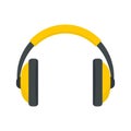 Rap headset icon, flat style