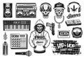 Rap and hip hop music attributes vector objects