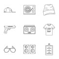 Rap icon set, outline style Royalty Free Stock Photo