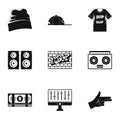 Rap icon set, simple style Royalty Free Stock Photo