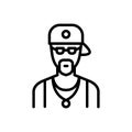 Black line icon for Rap, singer and musician Royalty Free Stock Photo