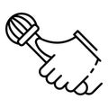 Rap microphone icon, outline style Royalty Free Stock Photo