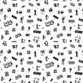 Rap music, graffiti, street style - seamless vector background with icons