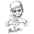 Rap music logo. Rapper skull on white background. Lettering with a microphone.