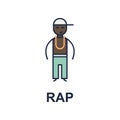 rap musician icon. Element of music style icon for mobile concept and web apps. Colored rap music style icon can be used for web a