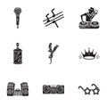 Rap swang icon set, simple style Royalty Free Stock Photo