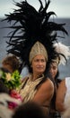 Rapa Nui historic boat arrives to Anakena beach, the reception