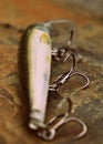 Detail of floating fishing lure plug Royalty Free Stock Photo