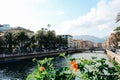 Rapallo, Italy - 03 27 2013: View of the streets of a resort town Rapallo