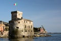 View of the castle on the sea. Rapallo. Tigullio gulf. Liguria. Italy Royalty Free Stock Photo
