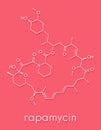 Rapamycin sirolimus immunosuppressive drug molecule. Used to prevent transplant rejection and in coronary stent coating..