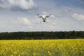 field scenery. Dron in action. Royalty Free Stock Photo