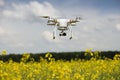 field scenery. Dron in action. Royalty Free Stock Photo