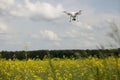 field scenery. Dron in action. Royalty Free Stock Photo