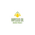 Rapeseed oil and canola oil logo. Organic product vector emblem