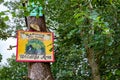 Raphoe, Ireland - October 11 2021 : Historic Sign explaining the wildlife nature and wlking area at Castle Road Royalty Free Stock Photo