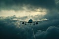 Rapid Airplane flies clouds travel. Generate Ai Royalty Free Stock Photo