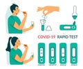Rapid COVID-19 antigen test for children at school. Corona virus nasal pcr swab rapid test for kids. Pupils girl and boy