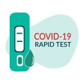 Rapid COVID-19 antigen test with result icon. Negative and positive test result by using rapid test device. Flat vector