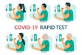 Rapid COVID-19 antigen testing for adult, elderly and children. Corona virus nasal pcr swab rapid test. People themself Royalty Free Stock Photo