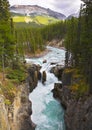 The rapid current in a narrow canyon