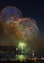 Rapid Firing of Fireworks on Lake Union Washington Royalty Free Stock Photo