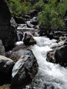 A rapid flowing creek nestled between the mountains Royalty Free Stock Photo