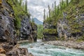 Rapid and gorge canyon of Siberian mountain rivulet